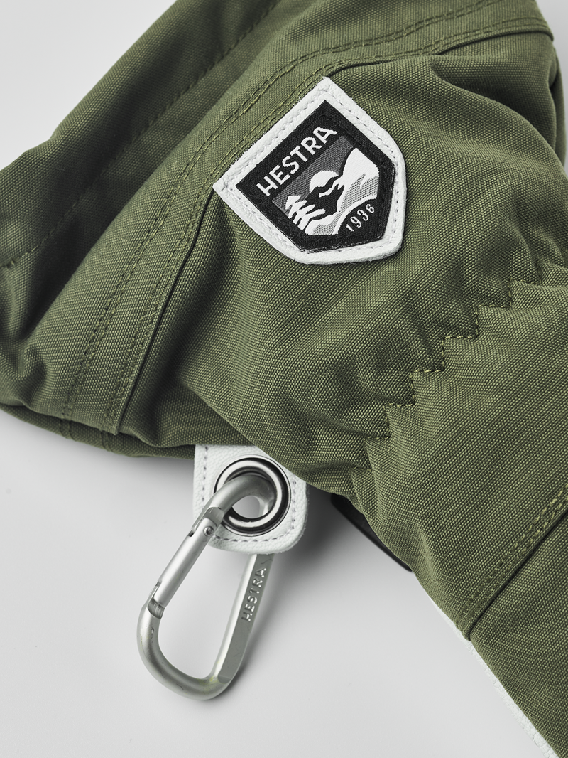 Hestra Army Leather Heli Mens Ski Gloves in Olive Green-2